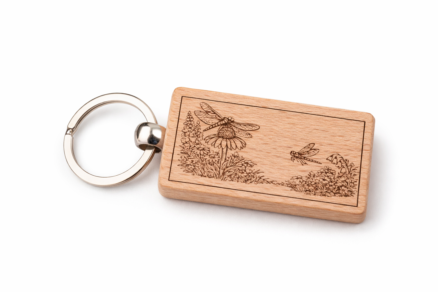 Engraved Dragonfly Wooden Keyring – 2×5 cm - Image 2