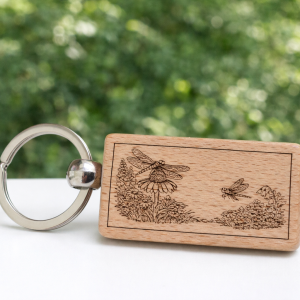 Engraved Dragonfly Wooden Keyring – 2×5 cm